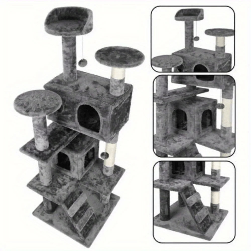 55" Cat Tree Tower Activity Center – Grey