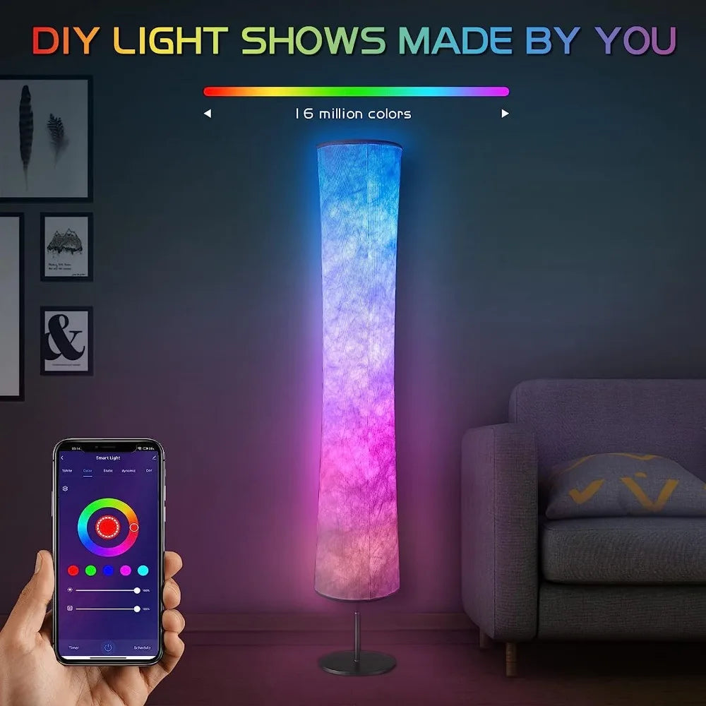 Matter-Compatible RGB Floor Lamp – Alexa, DIY Mode, Music Sync, White Shade