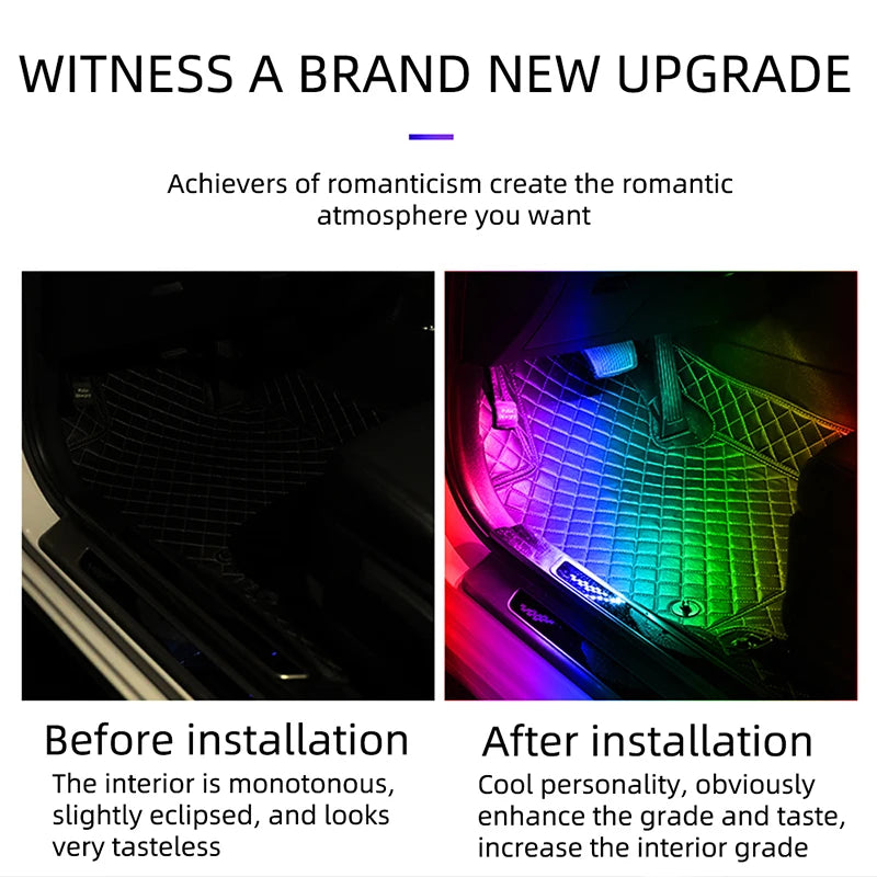 KEVANLY 4-in-1 RGB LED Car Interior Ambient Lights – APP Controlled