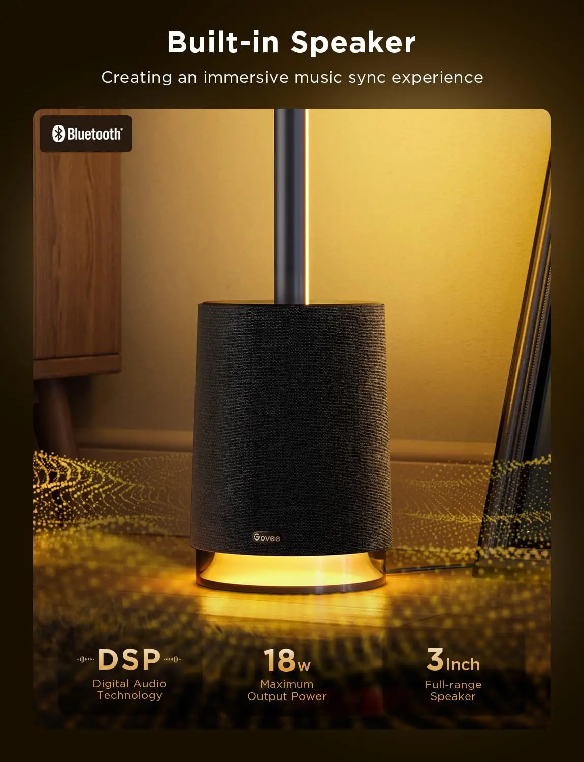 Floor Lamp Pro – LED Lamp with Speaker & White Noise, 2100 Lumens
