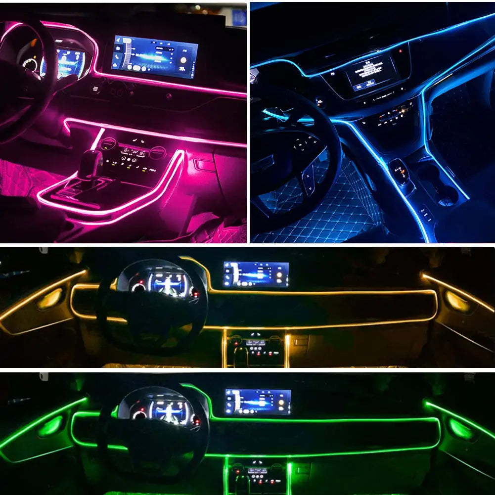 Car LED Strip Lights - RGB 5 in 1 Ambient Interior Kit with Music Sync