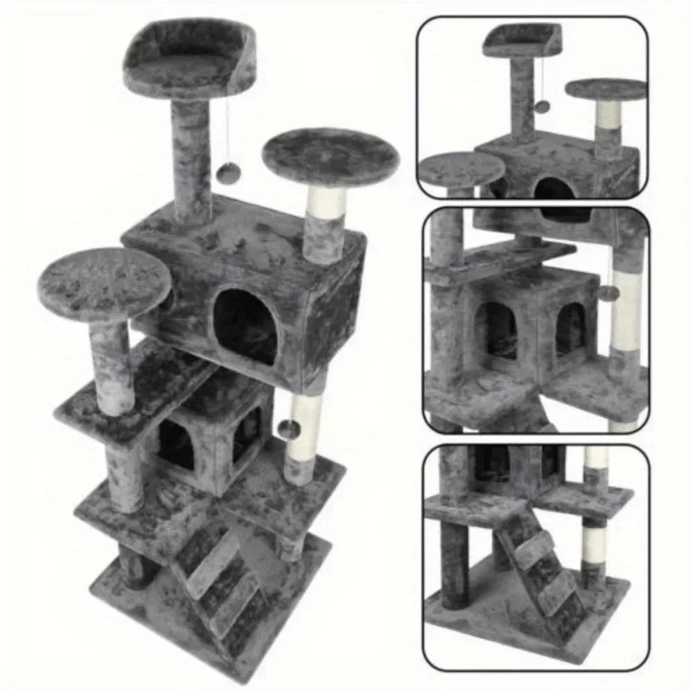 55" Cat Tree Tower Activity Center – Grey