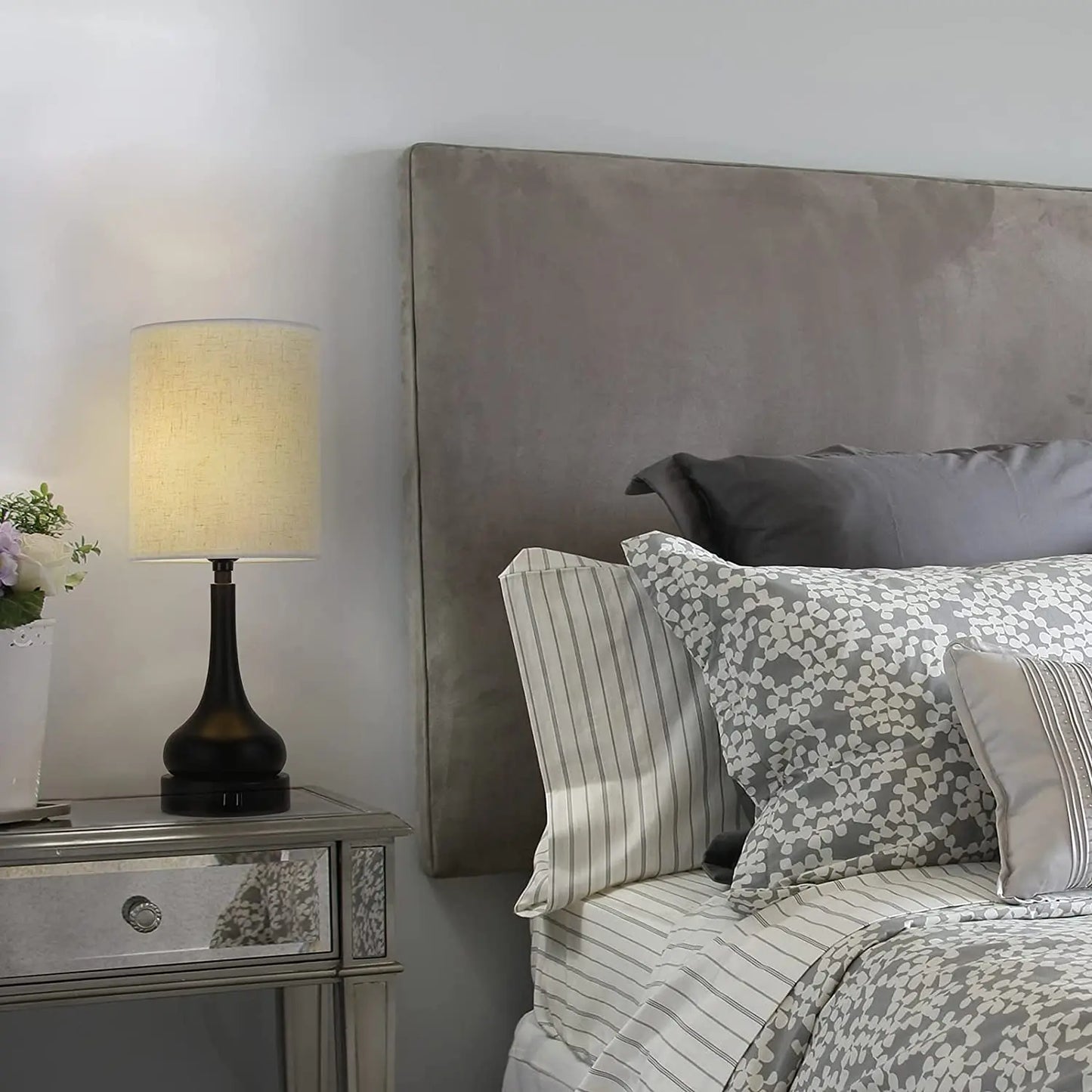 Touch Control Bedside Lamps - Set of 2 with USB Ports