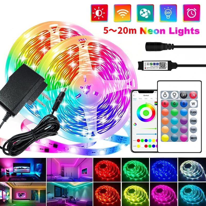 Bluetooth LED Strip, APP Control, 30 LEDs/meter, with Battery and US Plug