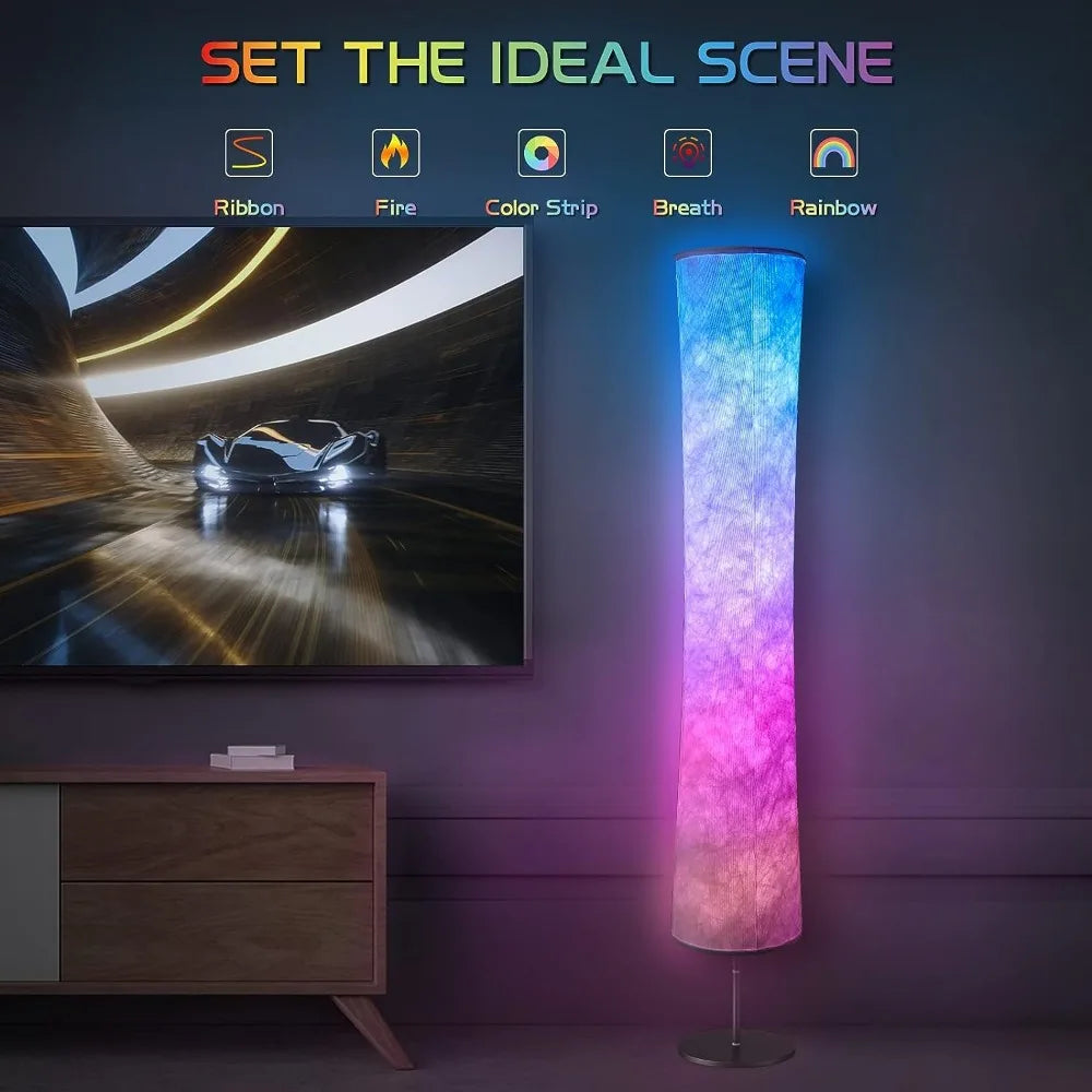 Matter-Compatible RGB Floor Lamp – Alexa, DIY Mode, Music Sync, White Shade