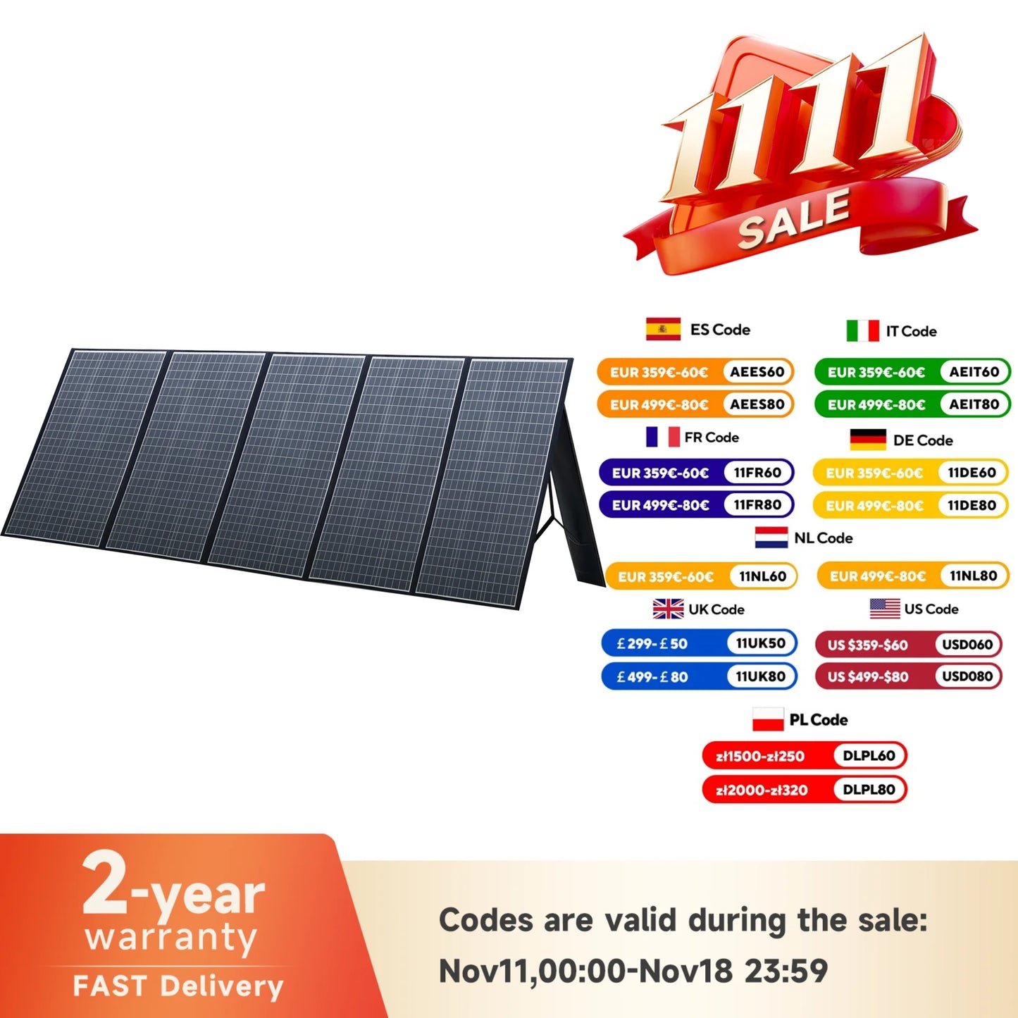 ALLPOWERS Foldable Solar Panel 400W-60W for Power Stations & Solar Generators