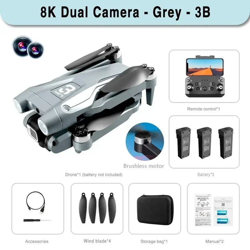 Pro Max GPS Drone: 8K HD Dual Camera, Obstacle Avoidance, 9000M Range