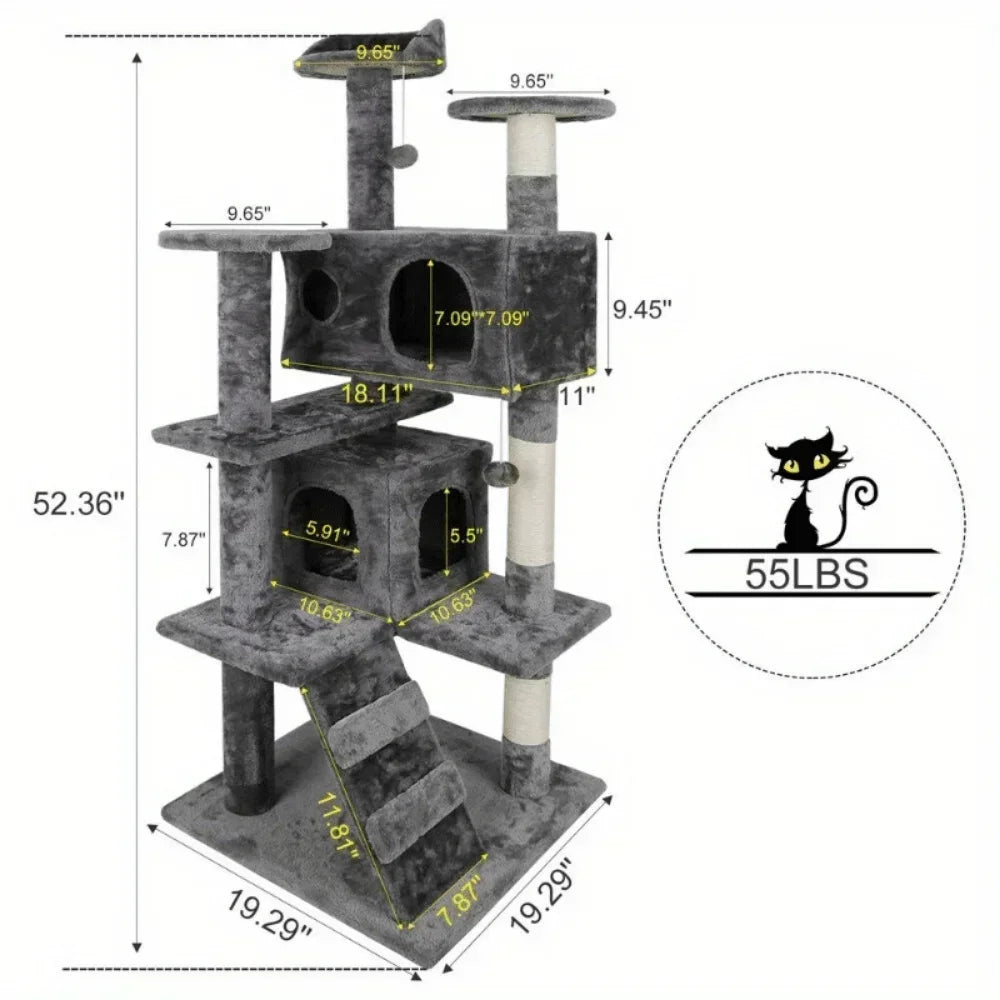 55" Cat Tree Tower Activity Center – Grey