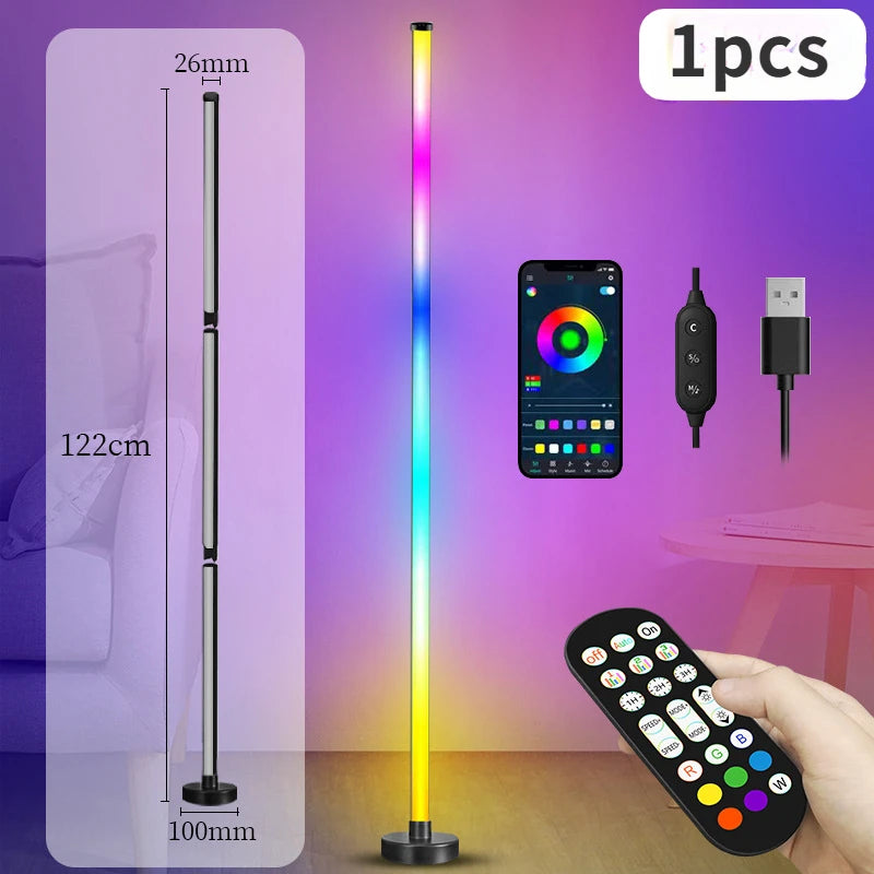 Smart RGB Floor Lamp with Music Sync – LED Mood Light for Room Decor
