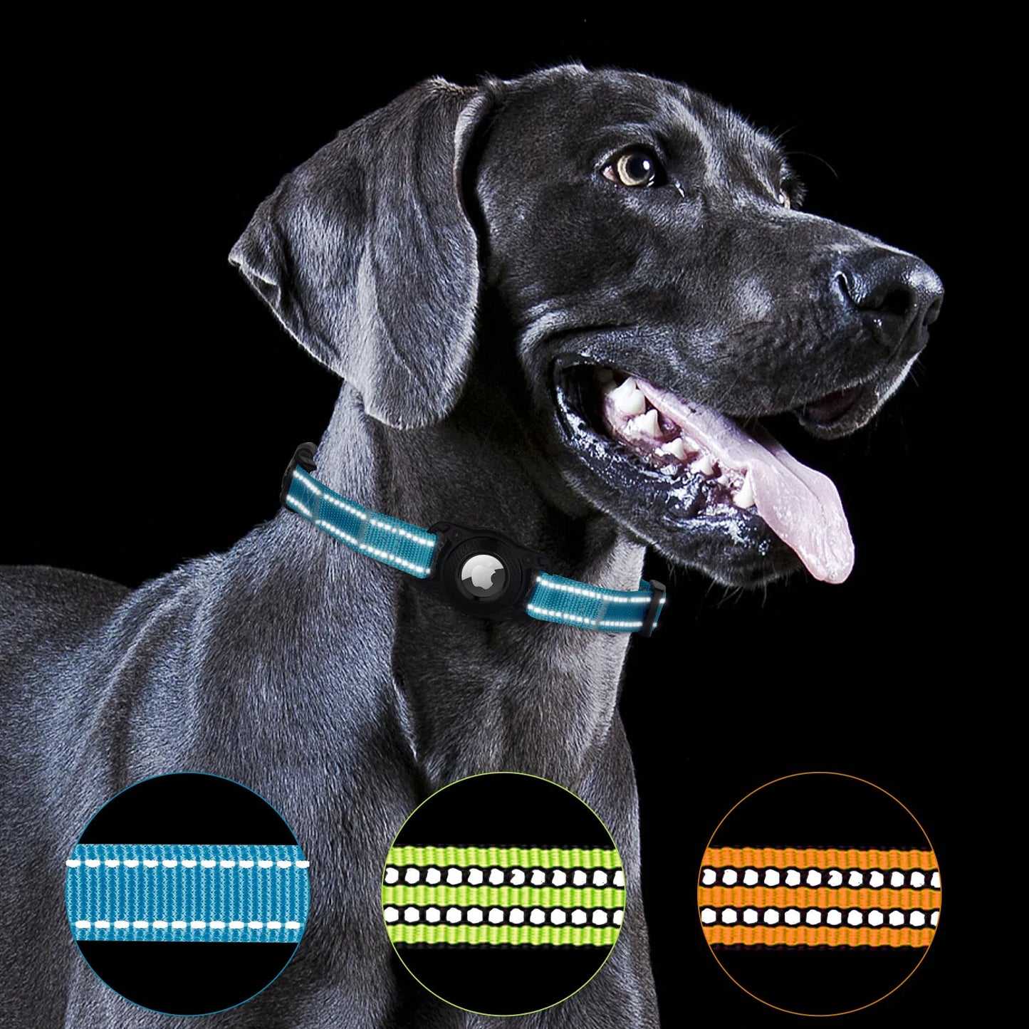 Reflective Waterproof Adjustable Dog Collar with GPS Box