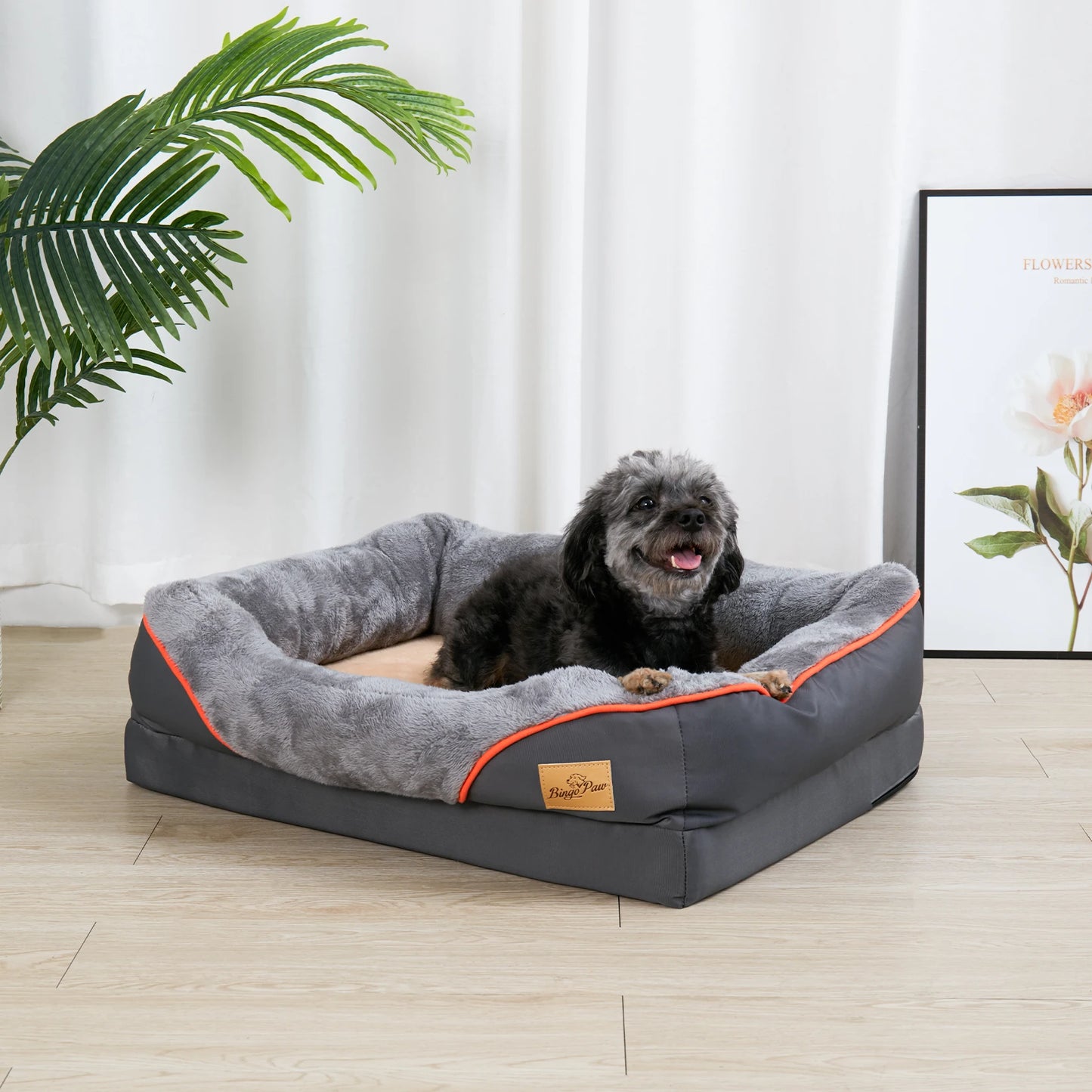 L XL 2XL 3XL Dog Bed Super Soft Orthopedic Foam Pet Bed Sleeping Mat with Removable Cover Cotton-padded Bolster
