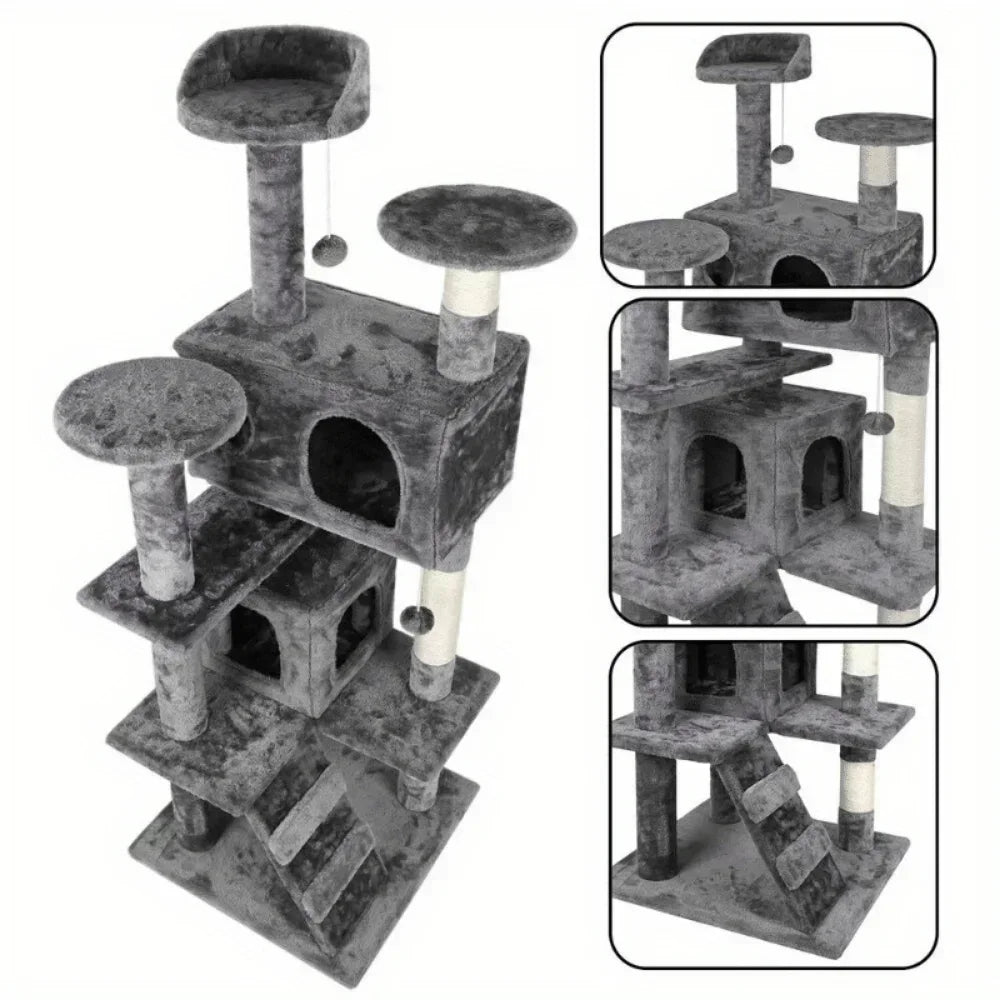 55" Cat Tree Tower Activity Center – Grey