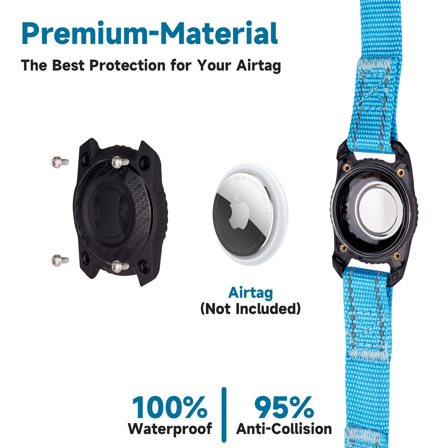 Reflective Waterproof Adjustable Dog Collar with GPS Box