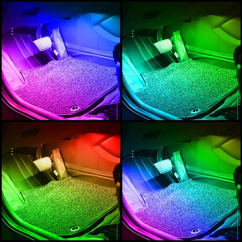 KEVANLY 4-in-1 RGB LED Car Interior Ambient Lights – APP Controlled