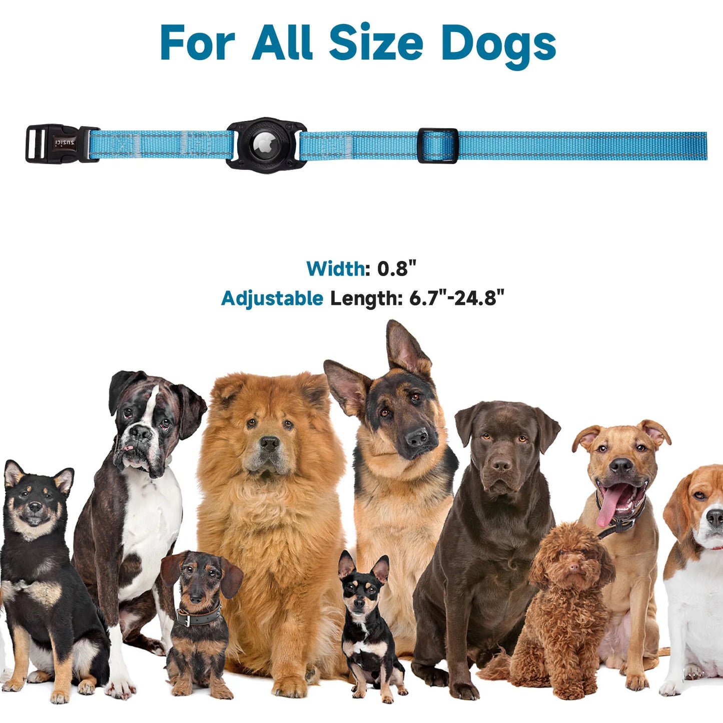 Reflective Waterproof Adjustable Dog Collar with GPS Box