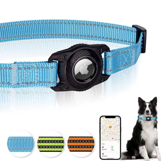 Reflective Waterproof Adjustable Dog Collar with GPS Box