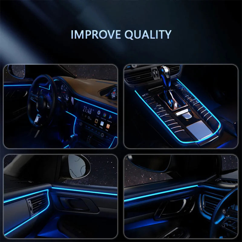 Car LED Strip Lights - RGB 5 in 1 Ambient Interior Kit with Music Sync