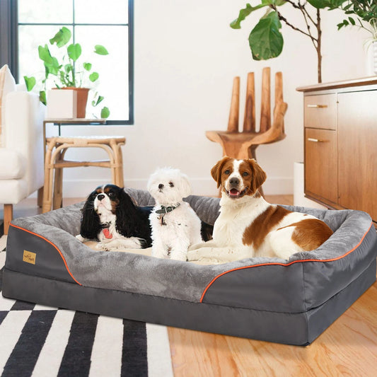 L XL 2XL 3XL Dog Bed Super Soft Orthopedic Foam Pet Bed Sleeping Mat with Removable Cover Cotton-padded Bolster