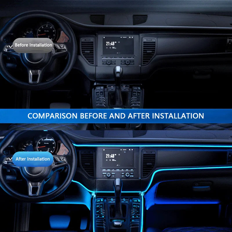 Car LED Strip Lights - RGB 5 in 1 Ambient Interior Kit with Music Sync