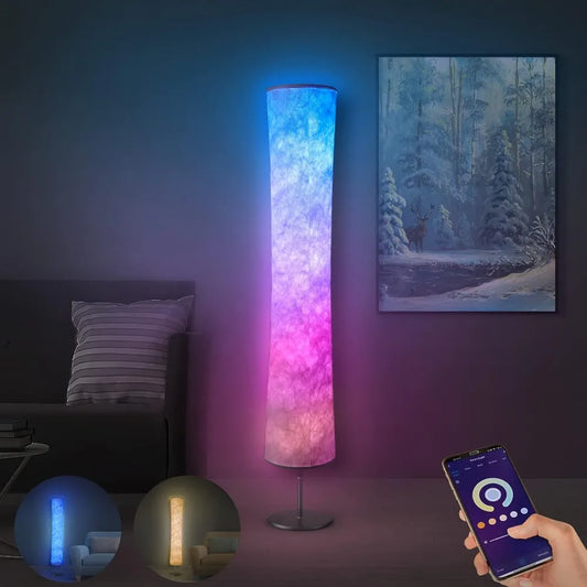 Matter-Compatible RGB Floor Lamp – Alexa, DIY Mode, Music Sync, White Shade