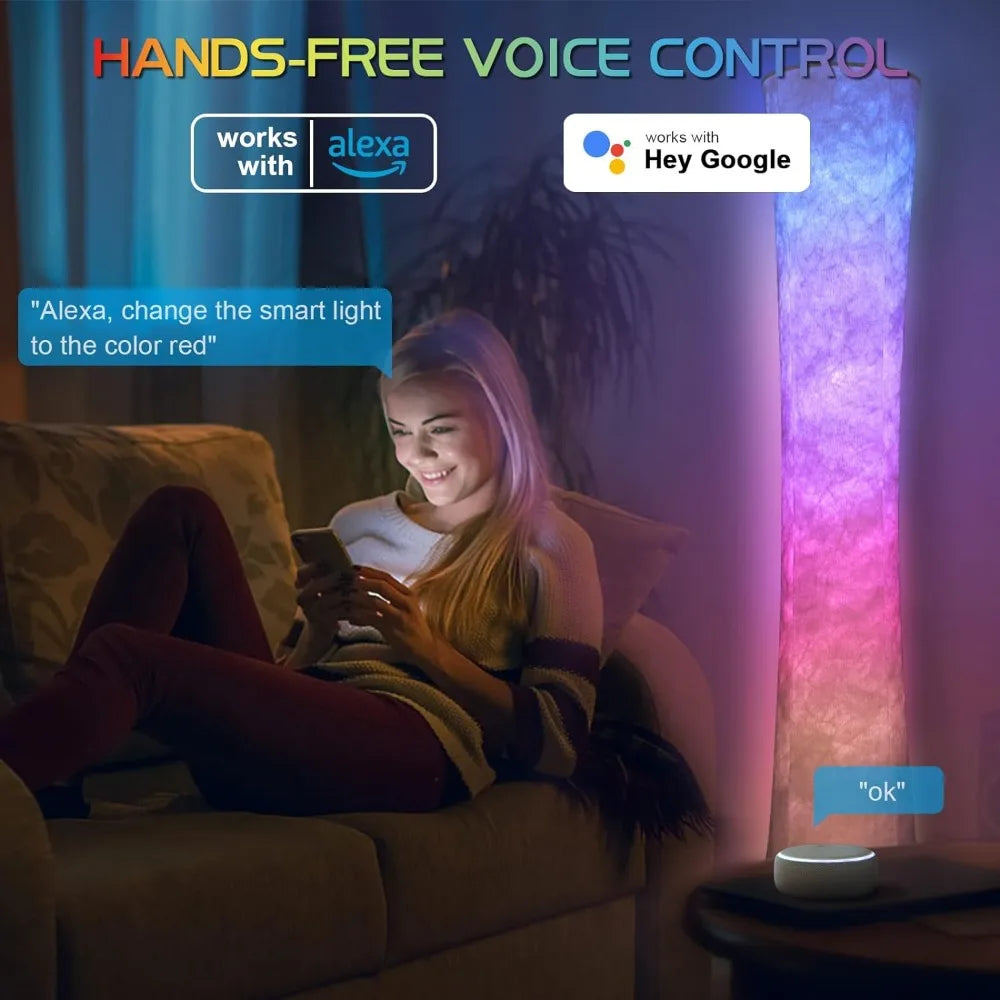 Matter-Compatible RGB Floor Lamp – Alexa, DIY Mode, Music Sync, White Shade