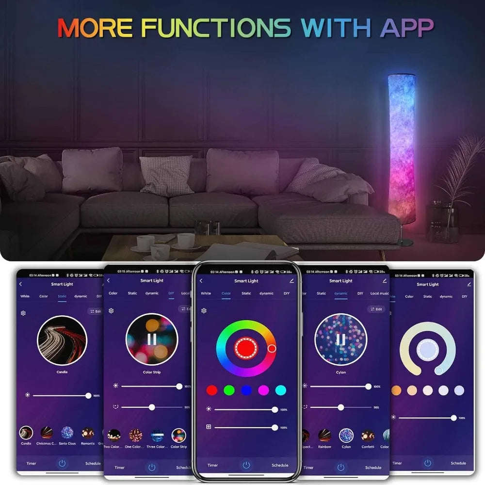 Matter-Compatible RGB Floor Lamp – Alexa, DIY Mode, Music Sync, White Shade