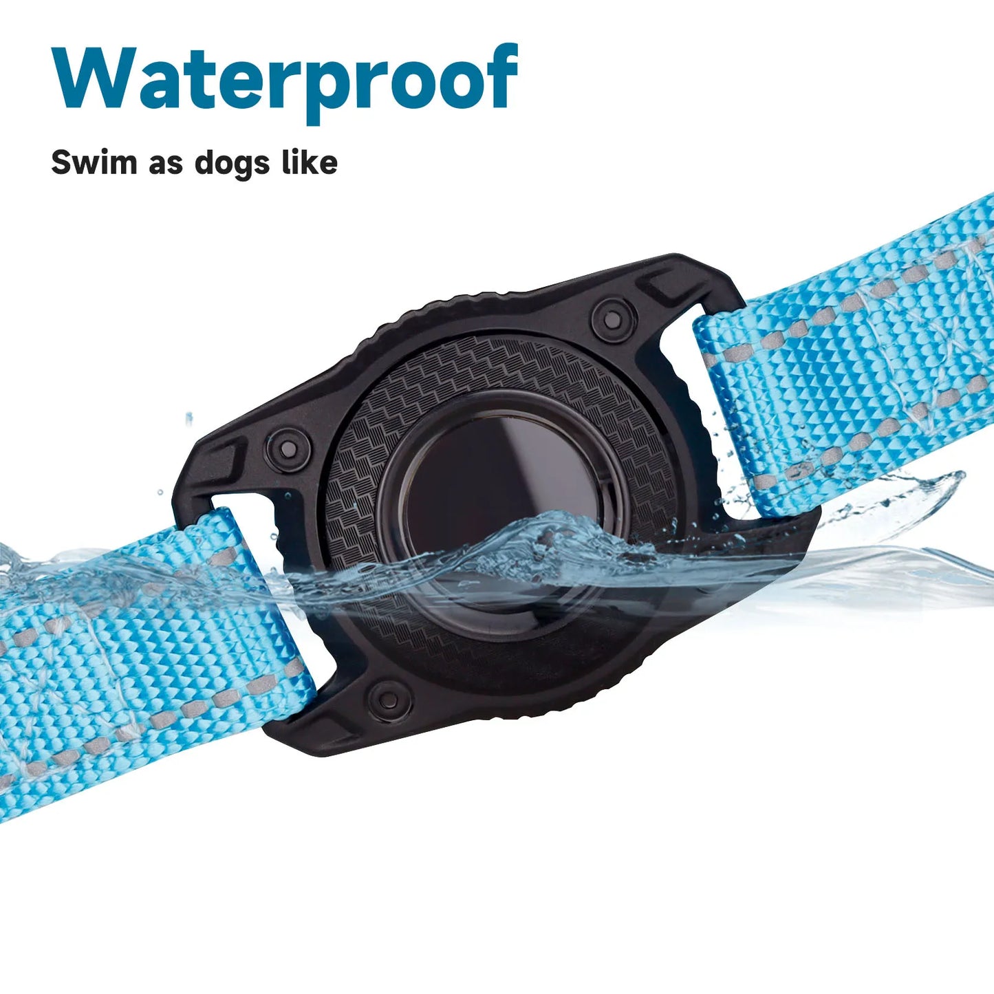 Reflective Waterproof Adjustable Dog Collar with GPS Box