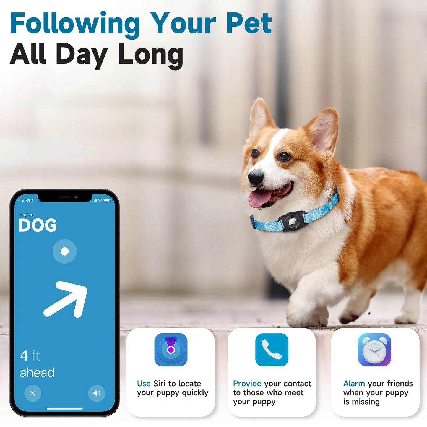 Reflective Waterproof Adjustable Dog Collar with GPS Box