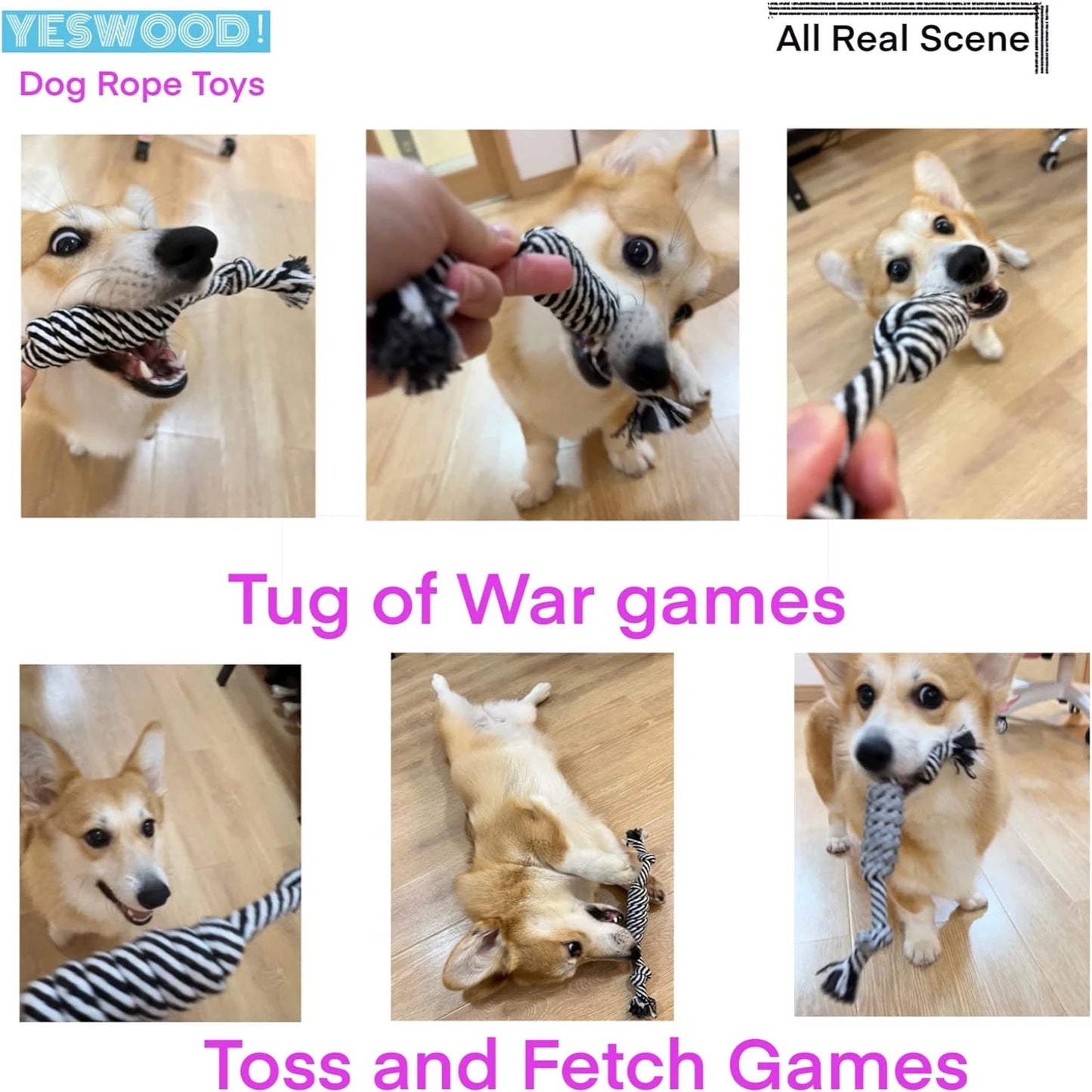 Puppy Rope Toys for Small Dogs, Rope Candy Toys, Puppy Dental Cleaning Chew Toys Knots Dog Rope Toy for Aggressive Chewers Smart