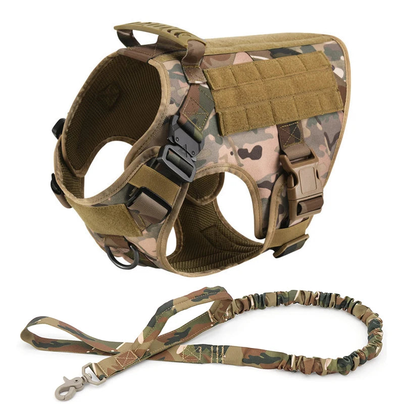 Tactical Dog Harness Military Pet Training Vest Dog Harness and Leash Set for Medium Large Dogs