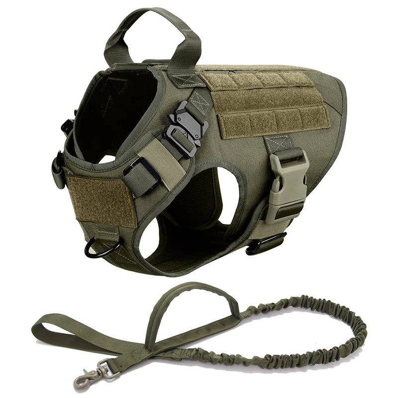 Tactical Dog Harness Military Pet Training Vest Dog Harness and Leash Set for Medium Large Dogs