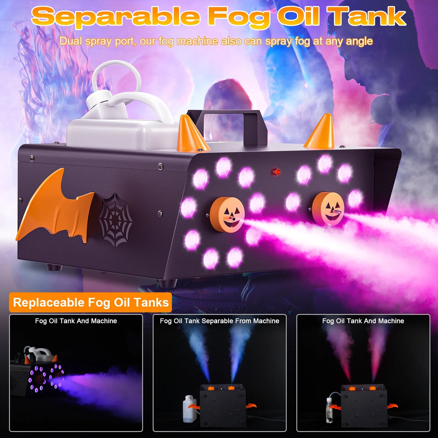 **1500W Smoke Machine with 18 LEDs | Party Fog Machine for Halloween & Concerts**