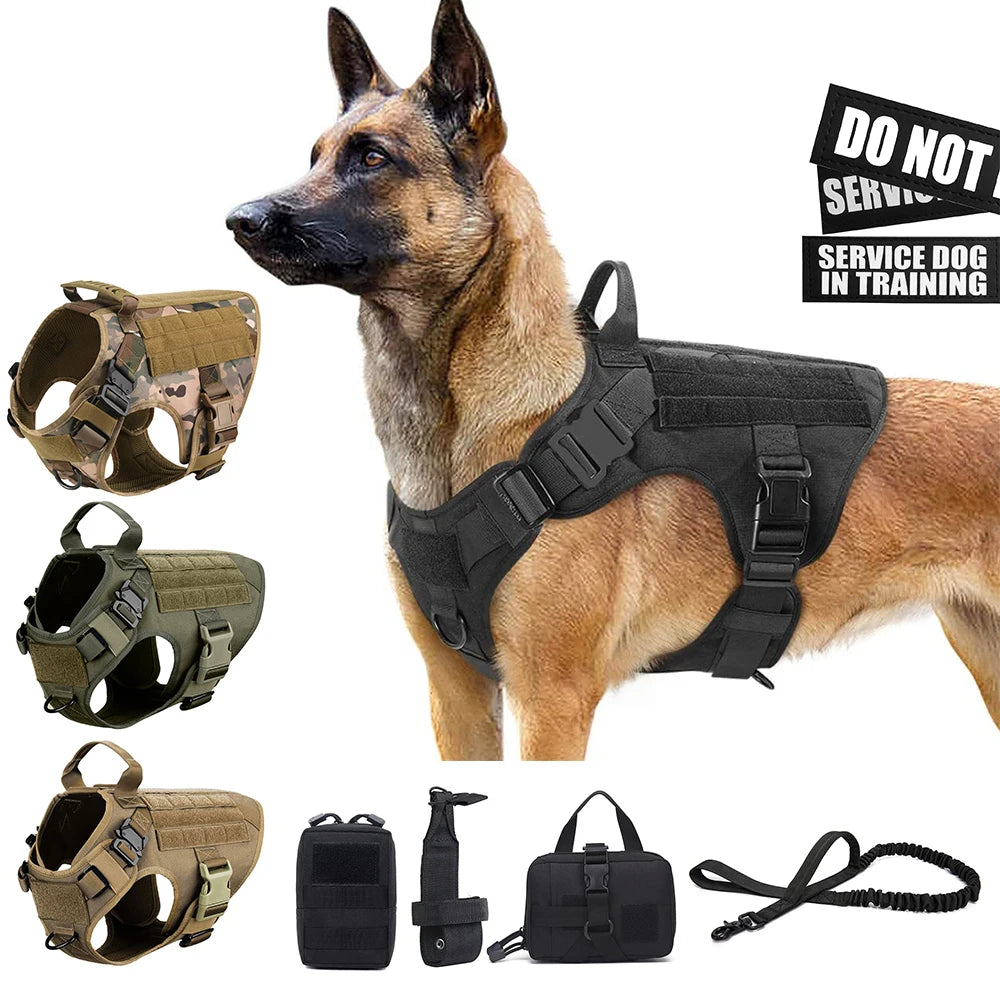 Tactical Dog Harness Pet German Shepherd K9 Malinois Training Vest and Leash Set For All Breeds Dogs