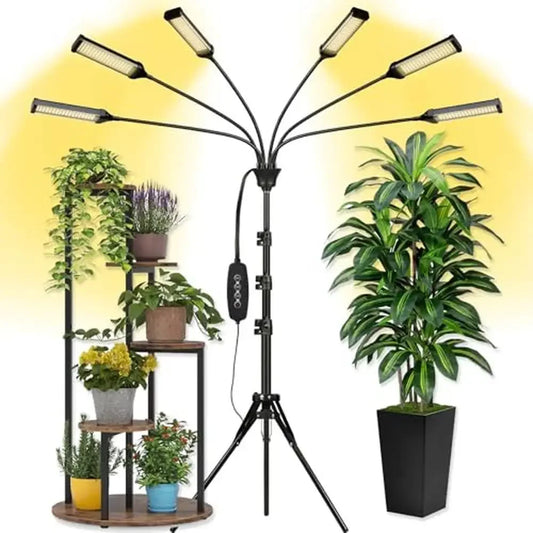 LED Grow Lights 6 Heads, 540 LEDs, Full Spectrum, Tripod Stand, Sunlike Spectrum for Indoor Plants