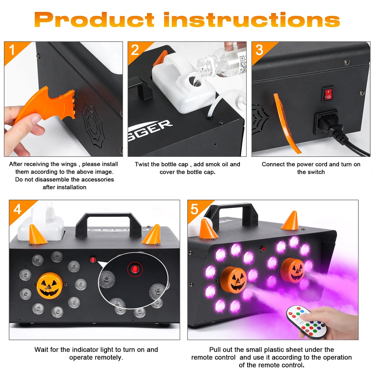 **1500W Smoke Machine with 18 LEDs | Party Fog Machine for Halloween & Concerts**