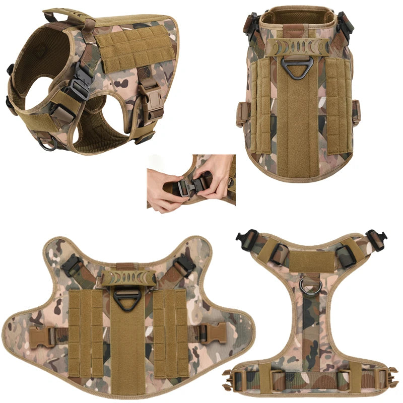 Tactical Dog Harness Military Pet Training Vest Dog Harness and Leash Set for Medium Large Dogs