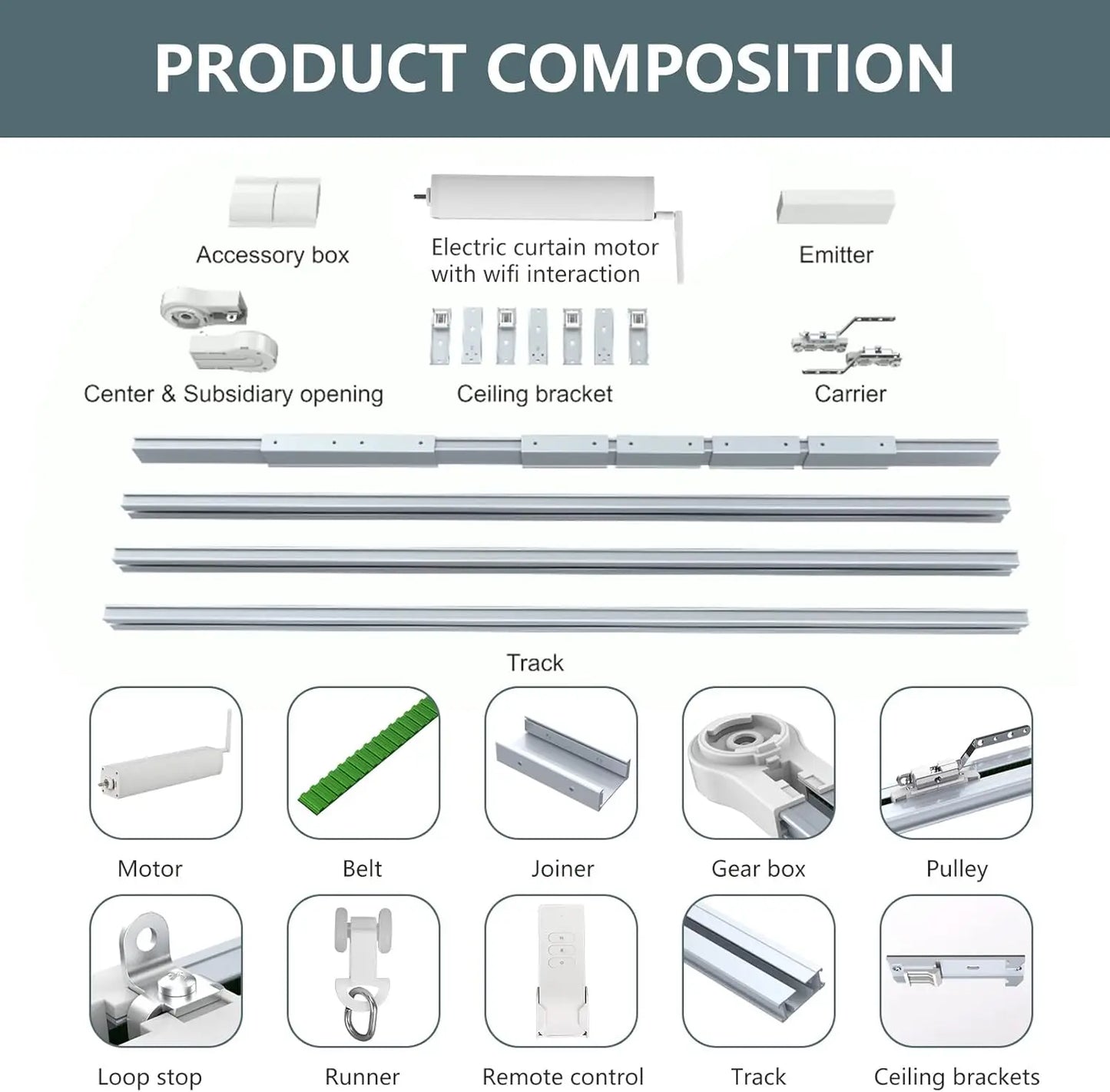 Smart Curtain Tracks, WiFi & Voice Control via Phone