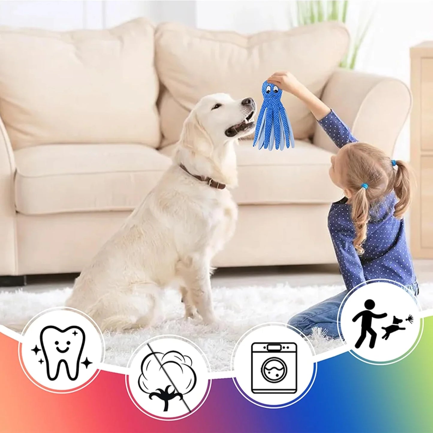 Interactive Dog Puzzle Toy with Hidden Food, Squeaky & Crinkle Chew Toy Dogs