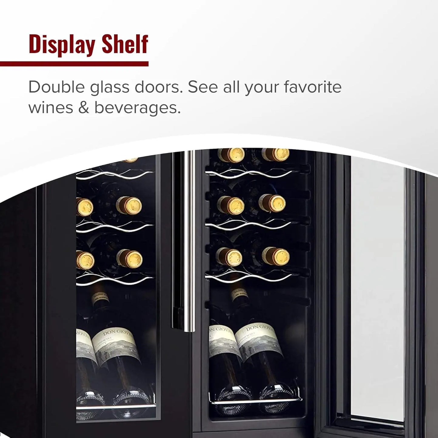 24-Bottle Dual-Zone Compressor Wine Cooler - Freestanding French Door Refrigerator