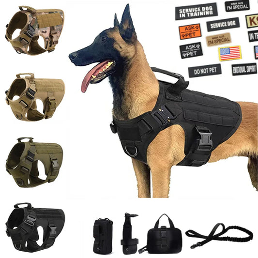 Tactical Dog Harness Military Pet Training Vest Dog Harness and Leash Set for Medium Large Dogs