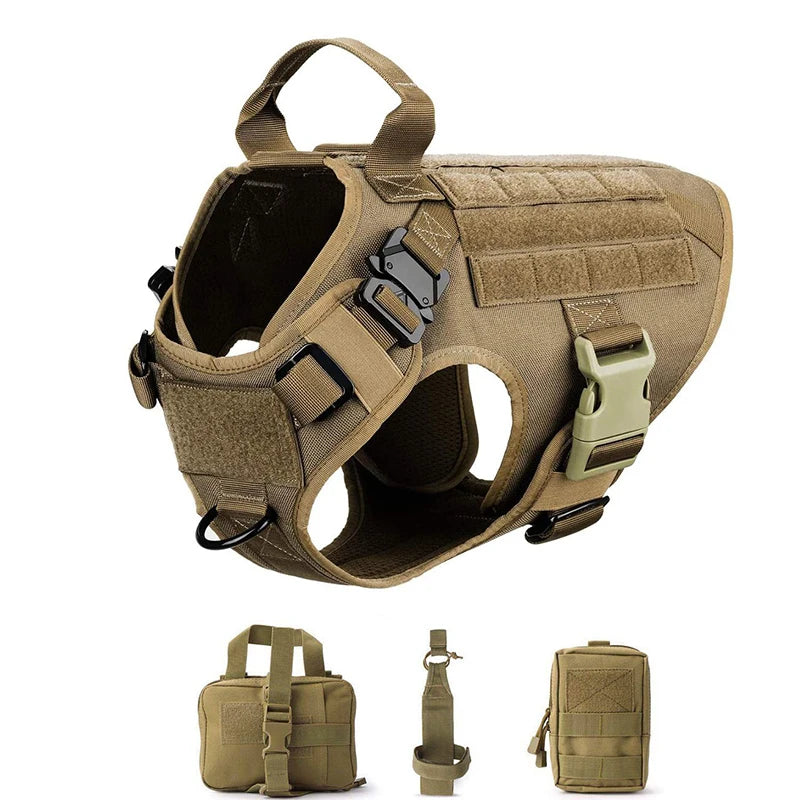 Tactical Dog Harness Military Pet Training Vest Dog Harness and Leash Set for Medium Large Dogs