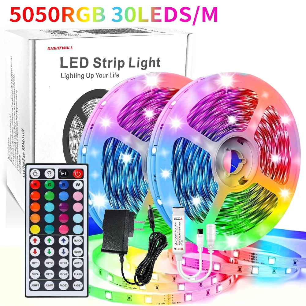 Bluetooth LED Strip, APP Control, 30 LEDs/meter, with Battery and US Plug for Ambient Lighting