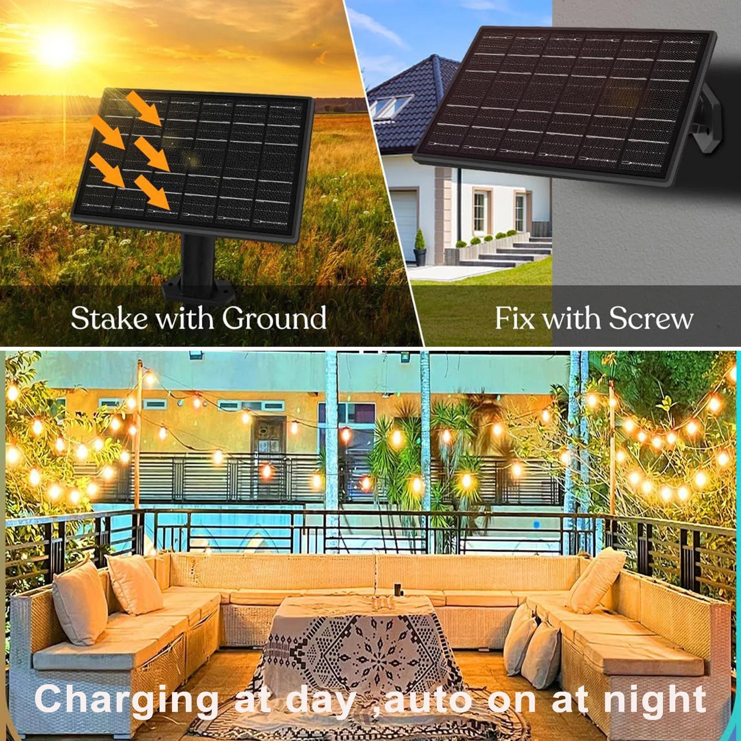 50/100FT Remote Dimmable Solar String Lights, ST38 LED