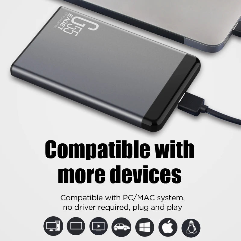 Eaget 2.5" Portable HDD - 5400 RPM, USB 3.0, 500GB/1TB External Hard Drive for Laptops/Desktops