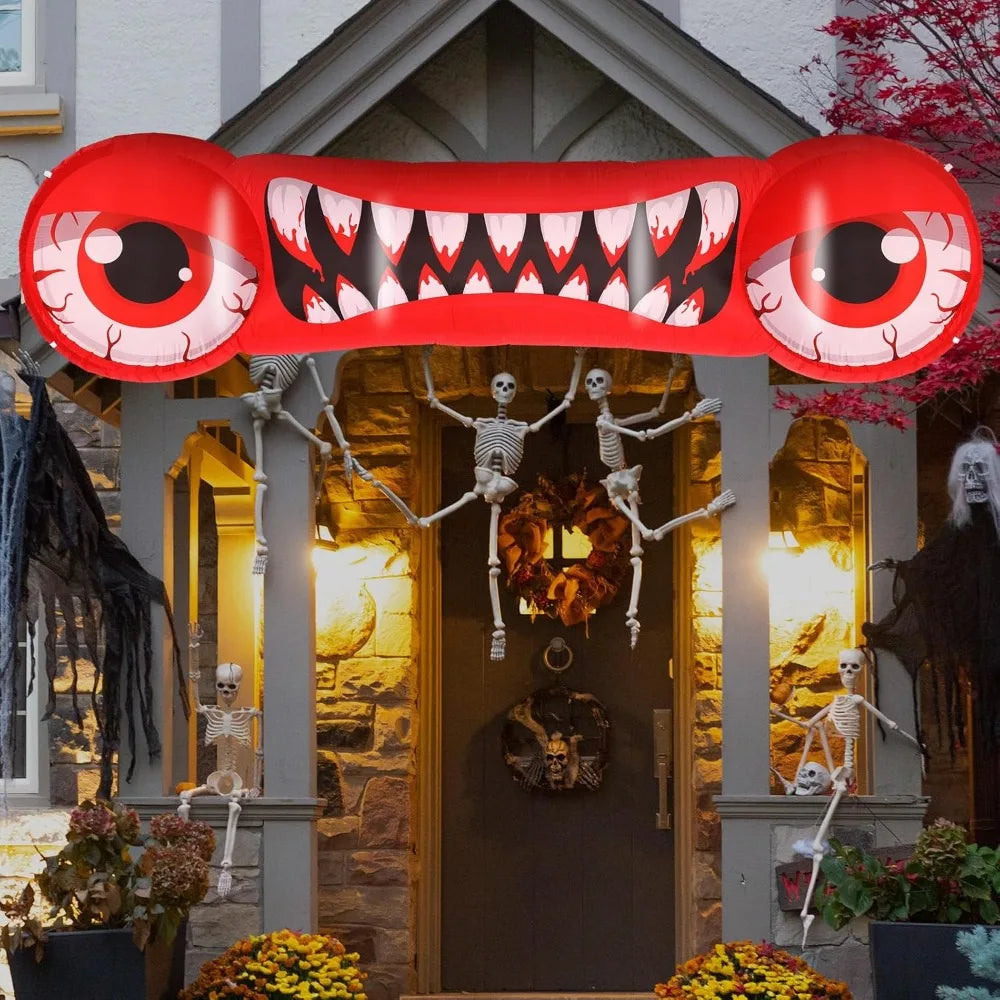 14 FT Length Double Red Eyes with Teeth Blow with Build-in LED Lights