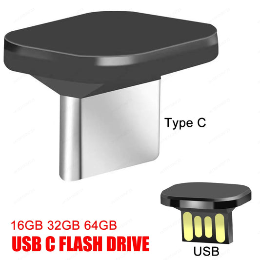 16GB/32GB/64GB Mini USB or C Flash Drive, IPX-7 Waterproof, Plug & Play for Car, Computer, TV