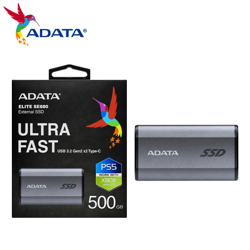 ADATA SE880 2000MB/s USB 3.2 Type C Portable SSD, Mini External Hard Drive