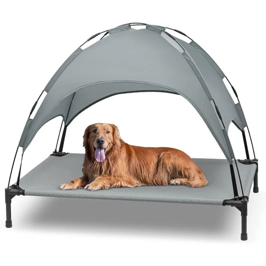 Elevated Outdoor Dog Bed with Removable Canopy Shade