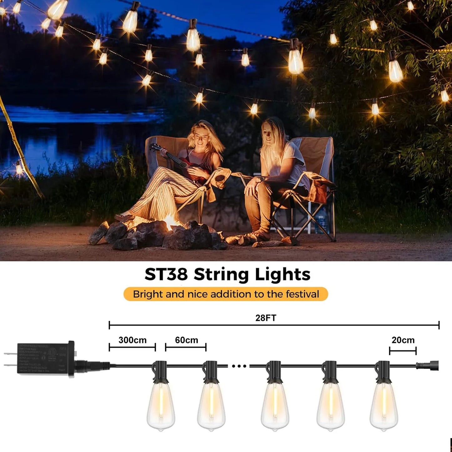 Patio Fairy Garden String Lights, 28FT ST38, 10+1 LEDs, 1/2/3PCS