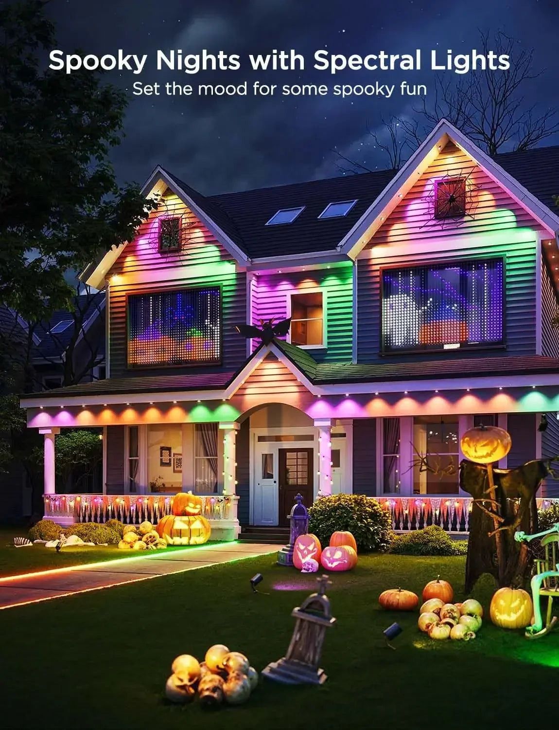 Govee 150ft Outdoor Lights Pro, with 150 Feet, 90 RGBIC LED, 75 Scene Modes for Halloween & Daily Lighting